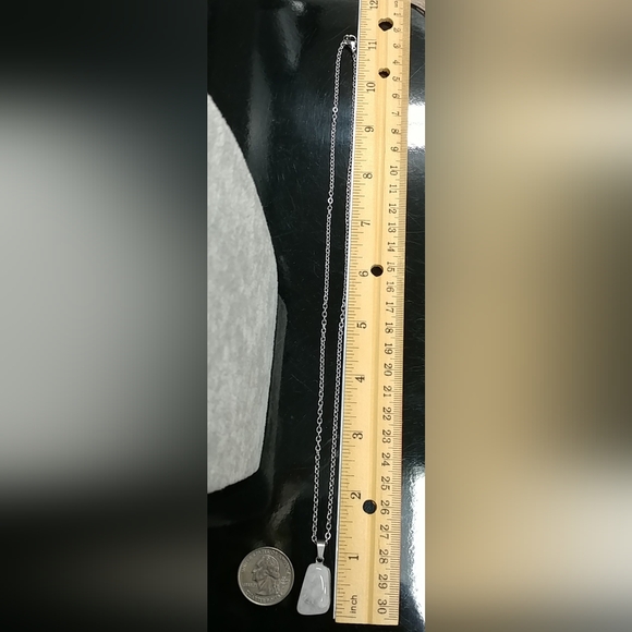 Natural Quartz Crystal Necklace Gemstone Pendant Stainless-Steel Chain 20" - Picture 15 of 15